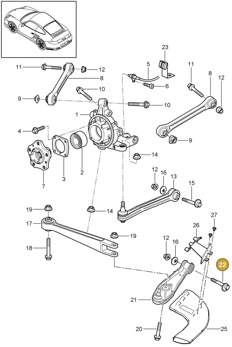 99733121703 — Porsche GT2 RS (2009-2012) diagram p36501000, position 22