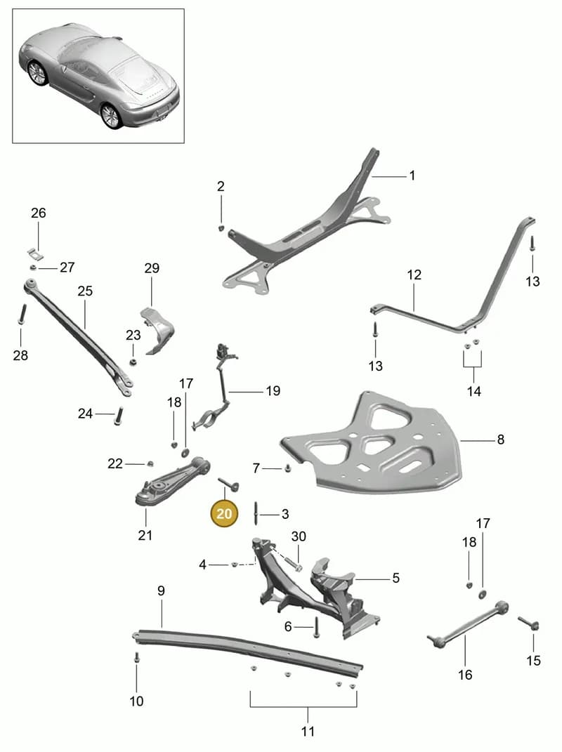 99733121703 — Porsche Cayman (2013-2016) diagram p40501001, position 20