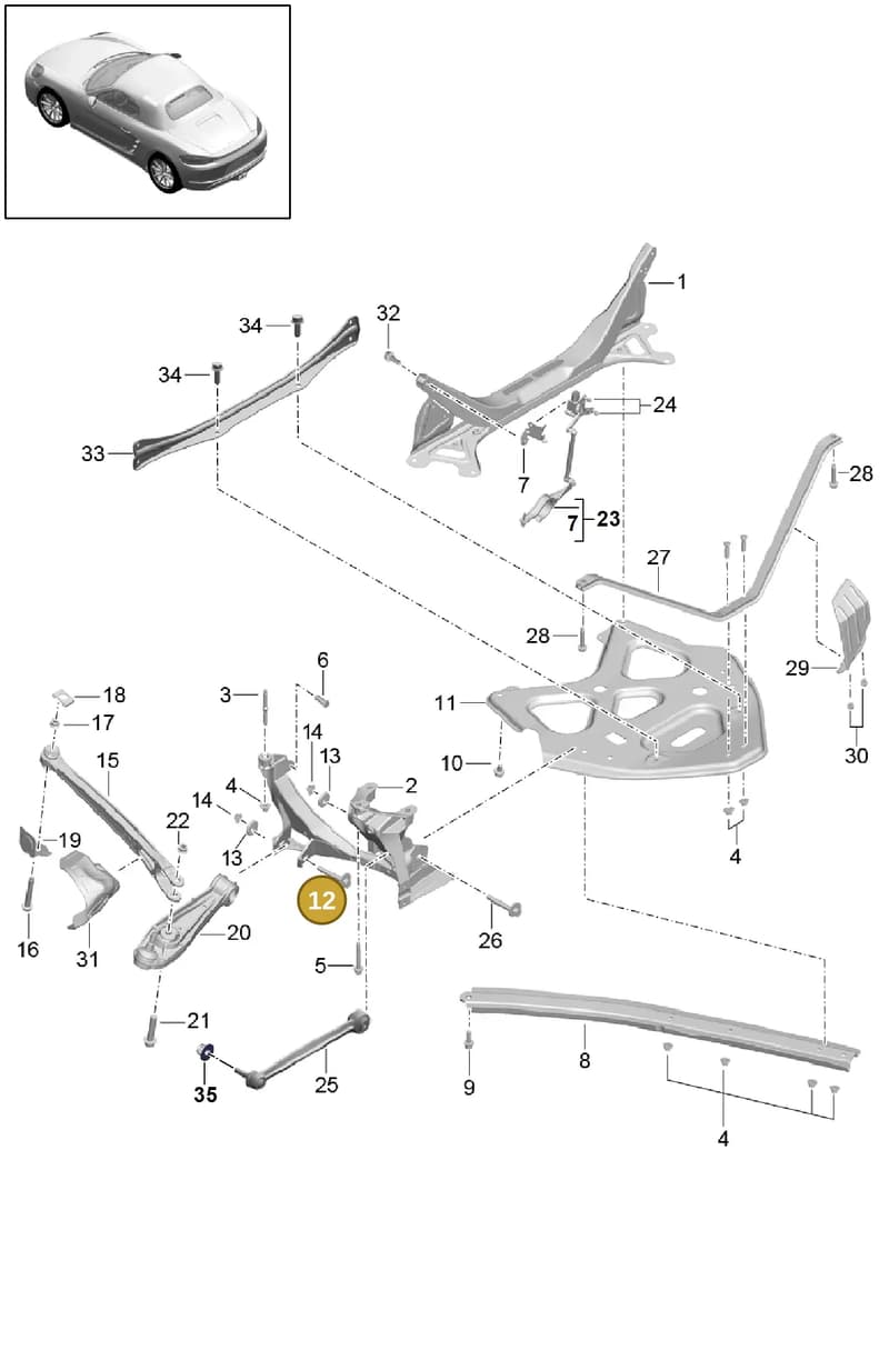 99733121703 — Porsche Boxster (2016-2019) diagram p48501001, position 12
