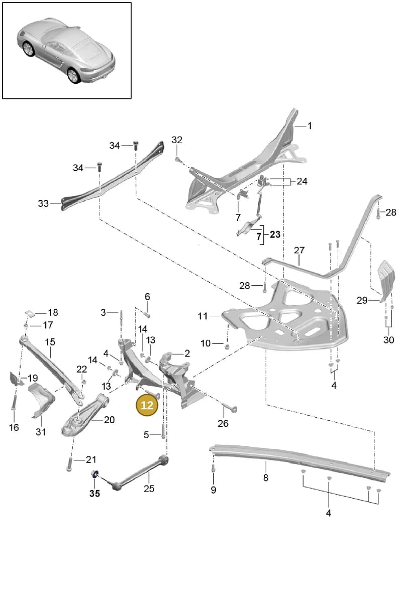 99733121703 — Porsche Cayman (2016-2019) diagram p50501000, position 12