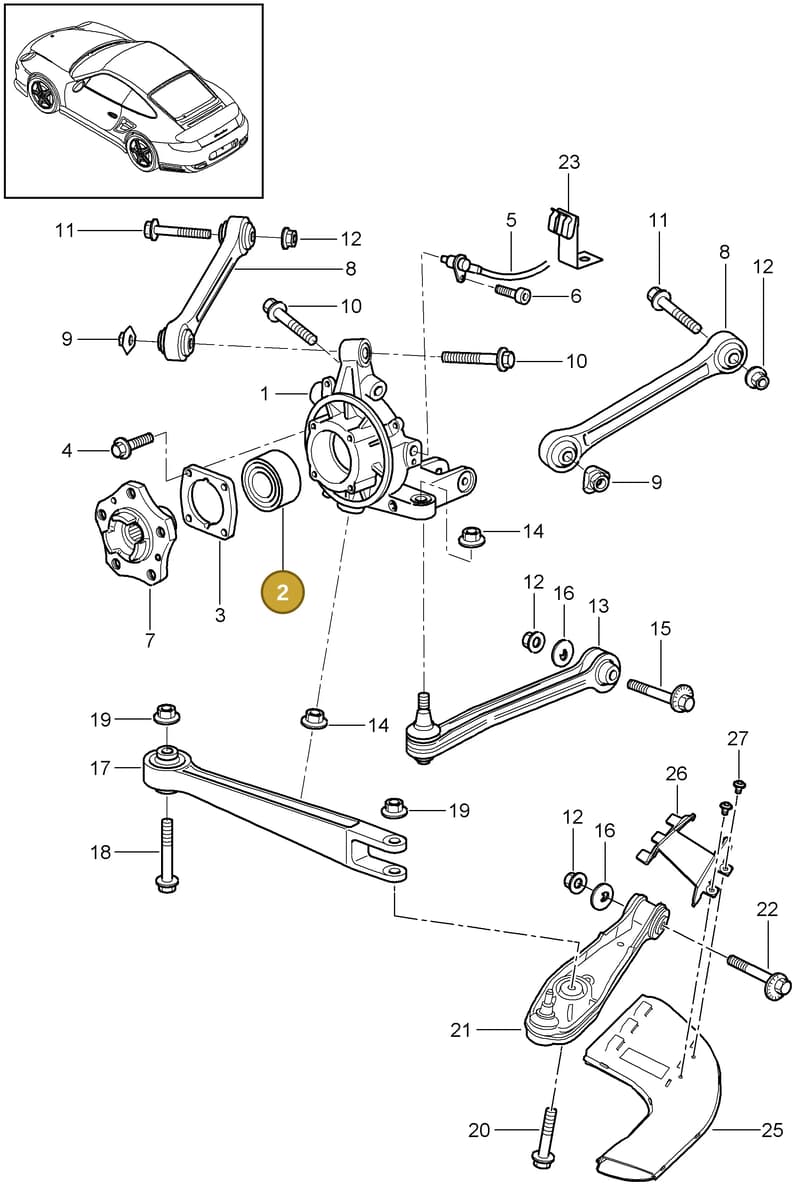 99733379295 — Porsche GT2 RS (2009-2012) diagram p36501000, position 2