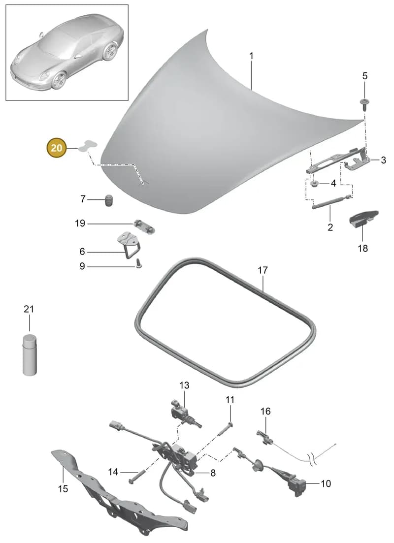 99751267100 — Porsche 991 Carrera 4 (2011-2016) diagram p38803000, position 20