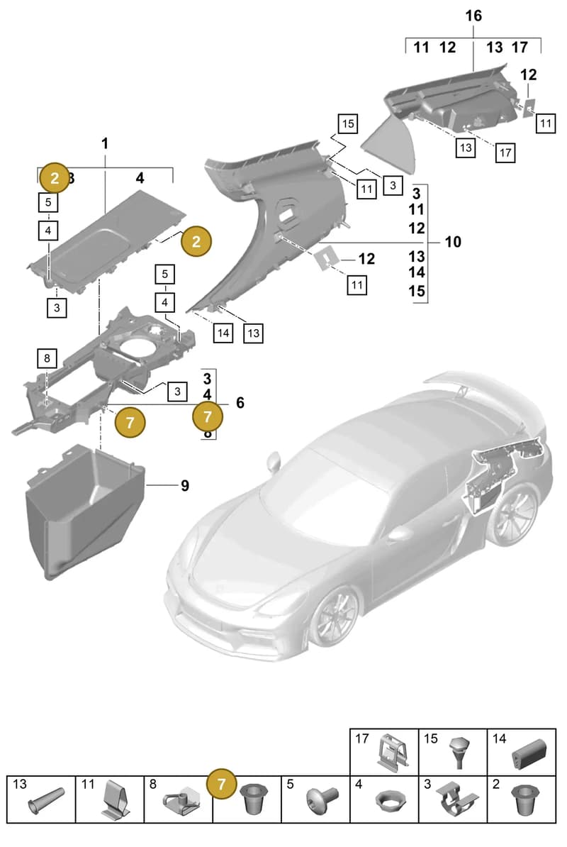 99755585700 — Porsche Cayman (2019-2022) diagram p55807300, position 2+7