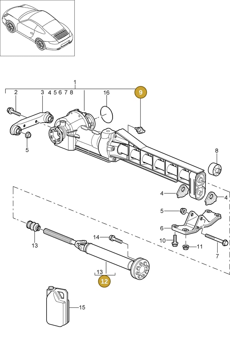 99760630300 — Porsche 911 Carrera (2008-2012) diagram p32305010, position 9+12