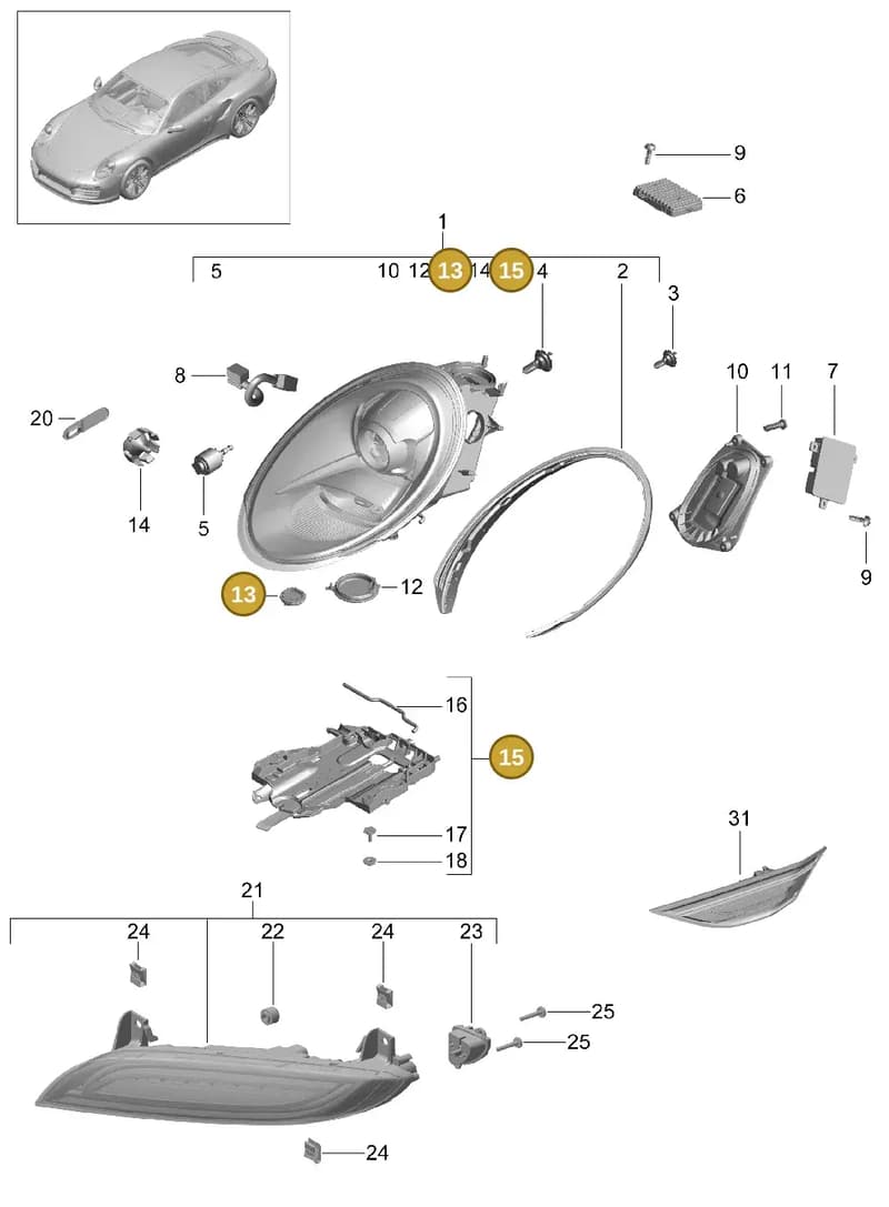 99763126701 — Porsche GT2 RS Clubsport (2013-2020) diagram p42905001, position 13+15