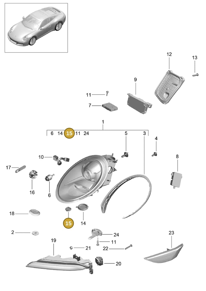 99763126701 — Porsche 911 (2016-2019) diagram p47905000, position 15