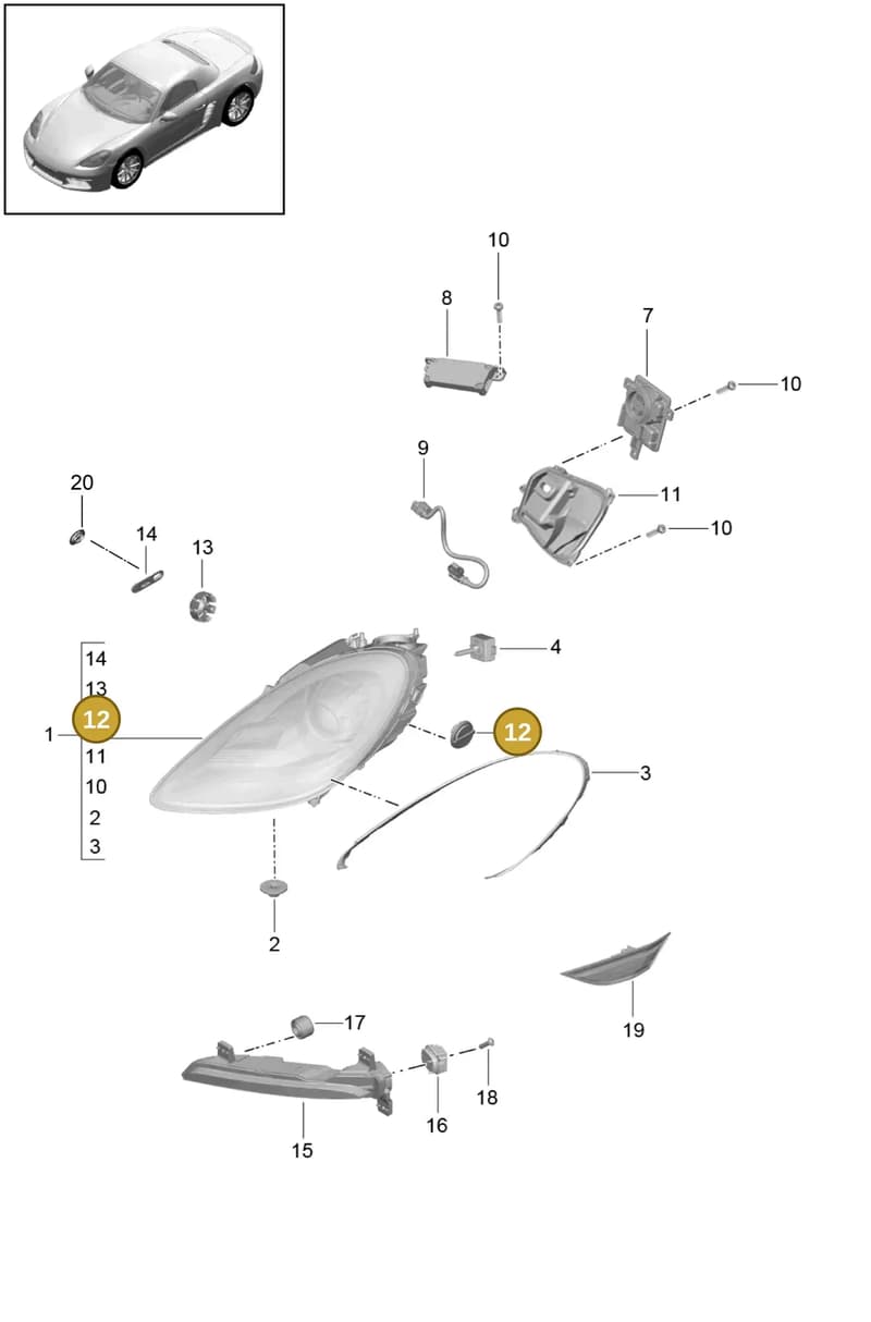 99763126701 — Porsche Boxster (2016-2019) diagram p48905000, position 12