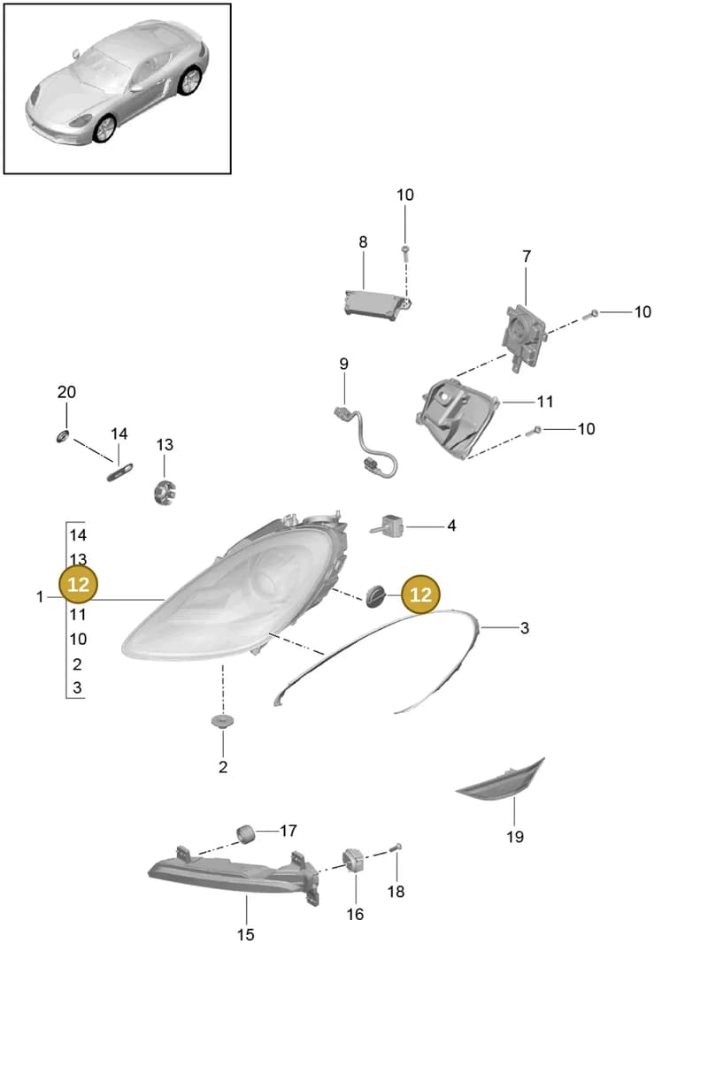 99763126701 — Porsche Cayman (2016-2019) diagram p50905000, position 12