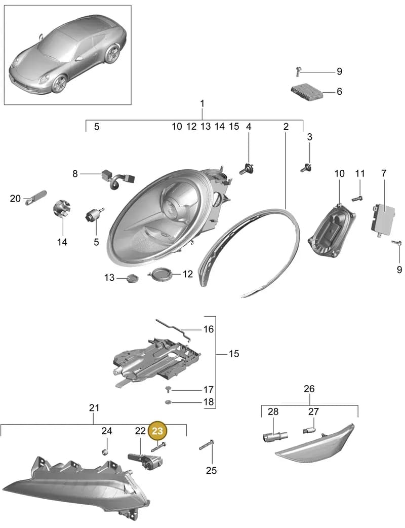 99763129700 — Porsche 991 Carrera 4 (2011-2016) diagram p38905000, position 23+42