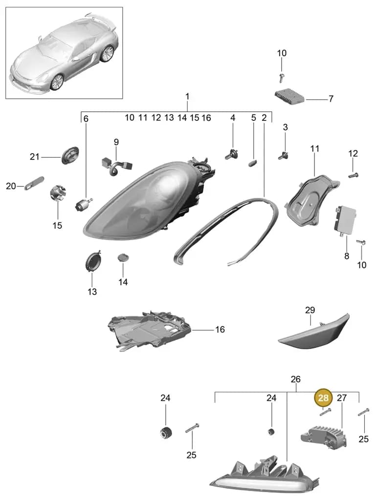 99763129700 — Porsche Cayman GT4 (2015-2016) diagram p45905002, position 28