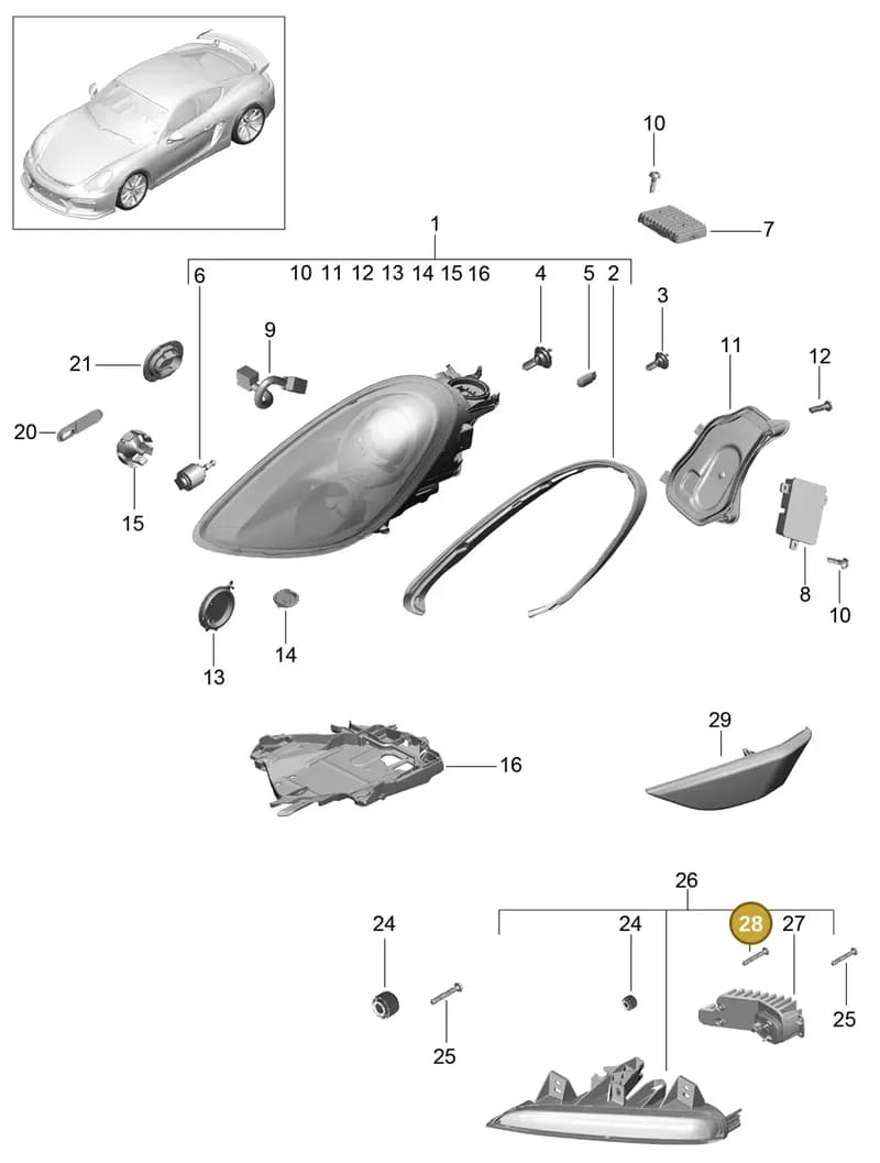 99763129700 — Porsche Cayman GT4 (2015-2016) diagram p45905002, position 28