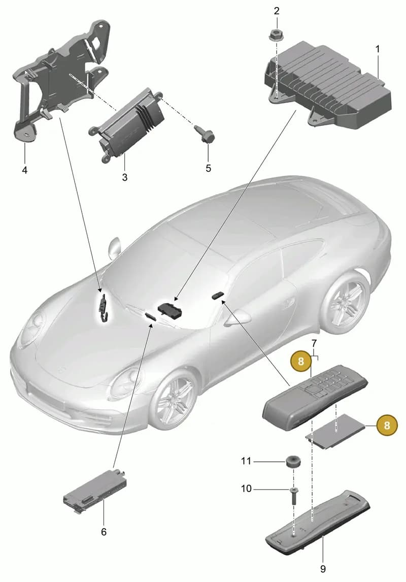 99764691600 — Porsche 991 Carrera 4 (2011-2016) diagram p38911010, position 8