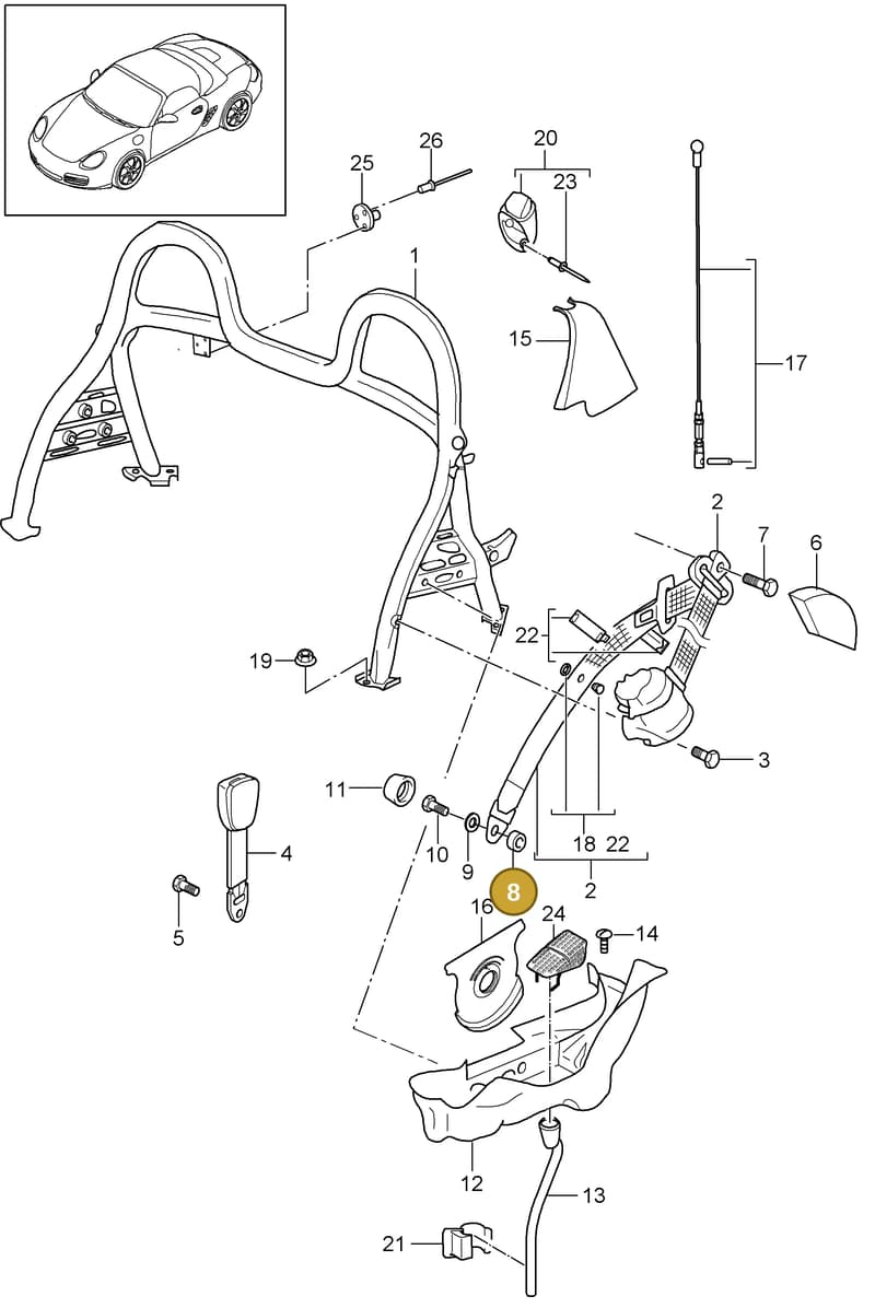 99780366300 — Porsche Boxster S (2008-2012) diagram p33812000, position 8