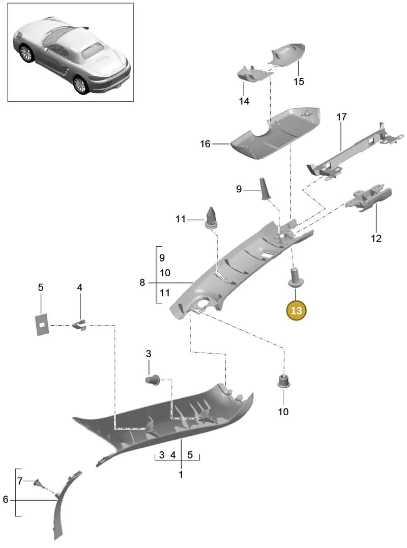 99901502509 — Porsche Boxster (2016-2019) diagram p48807055, position 13