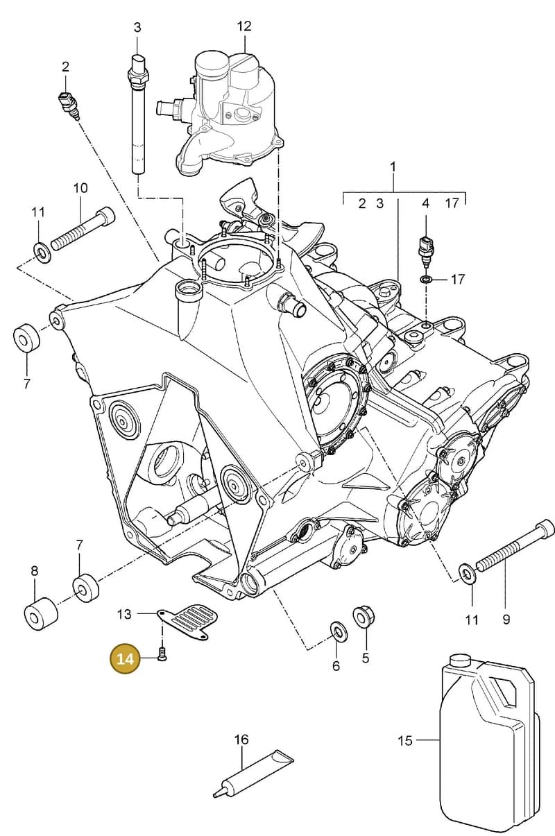 999015025A2 — Porsche Carrera GT (2003-2006) diagram p25302000, position 14