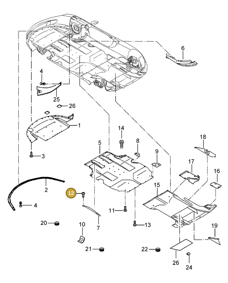 999015025A2 — Porsche Carrera GT (2003-2006) diagram p25801070, position 12