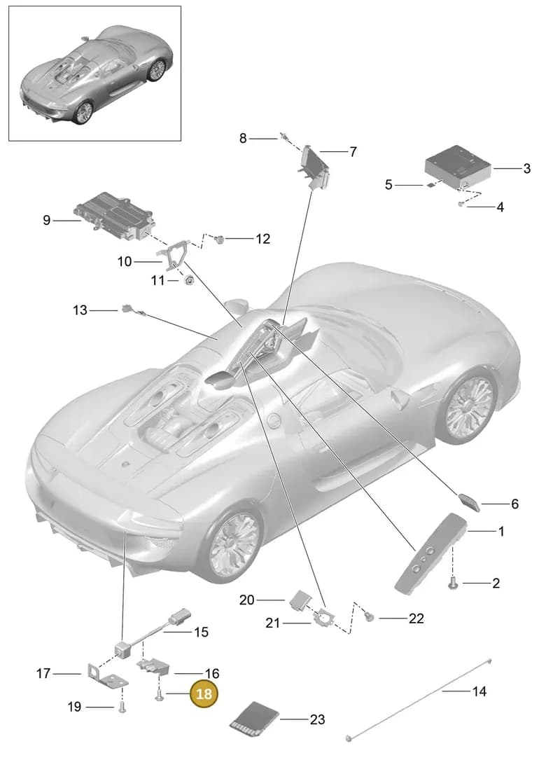 999015025A2 — Porsche 918 Spyder (2014-2015) diagram p43911000, position 18