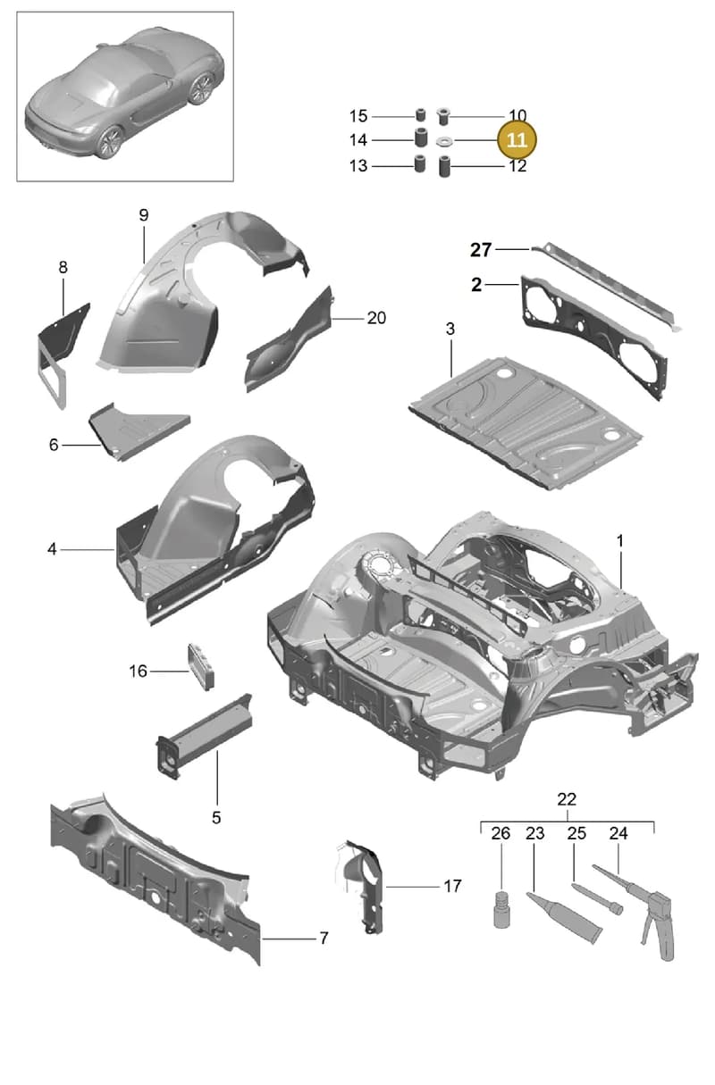 99902528531 — Porsche Boxster (2012-2016) diagram p39801035, position 11
