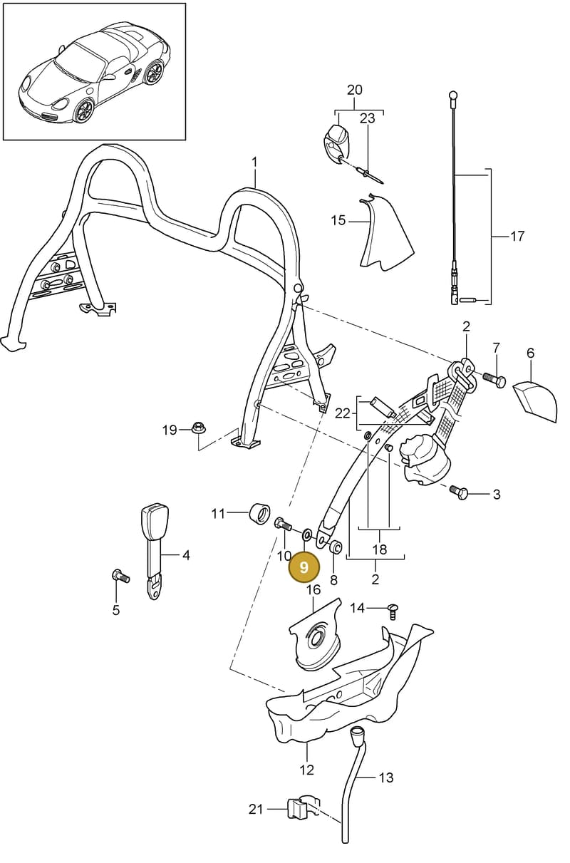 99902802201 — Porsche Boxster S (2004-2008) diagram p27812000, position 9