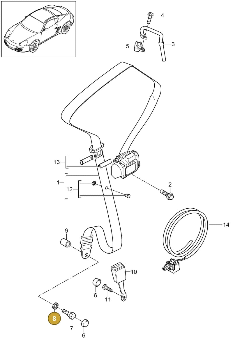 99902802201 — Porsche Cayman S (2005-2008) diagram p28812000, position 8