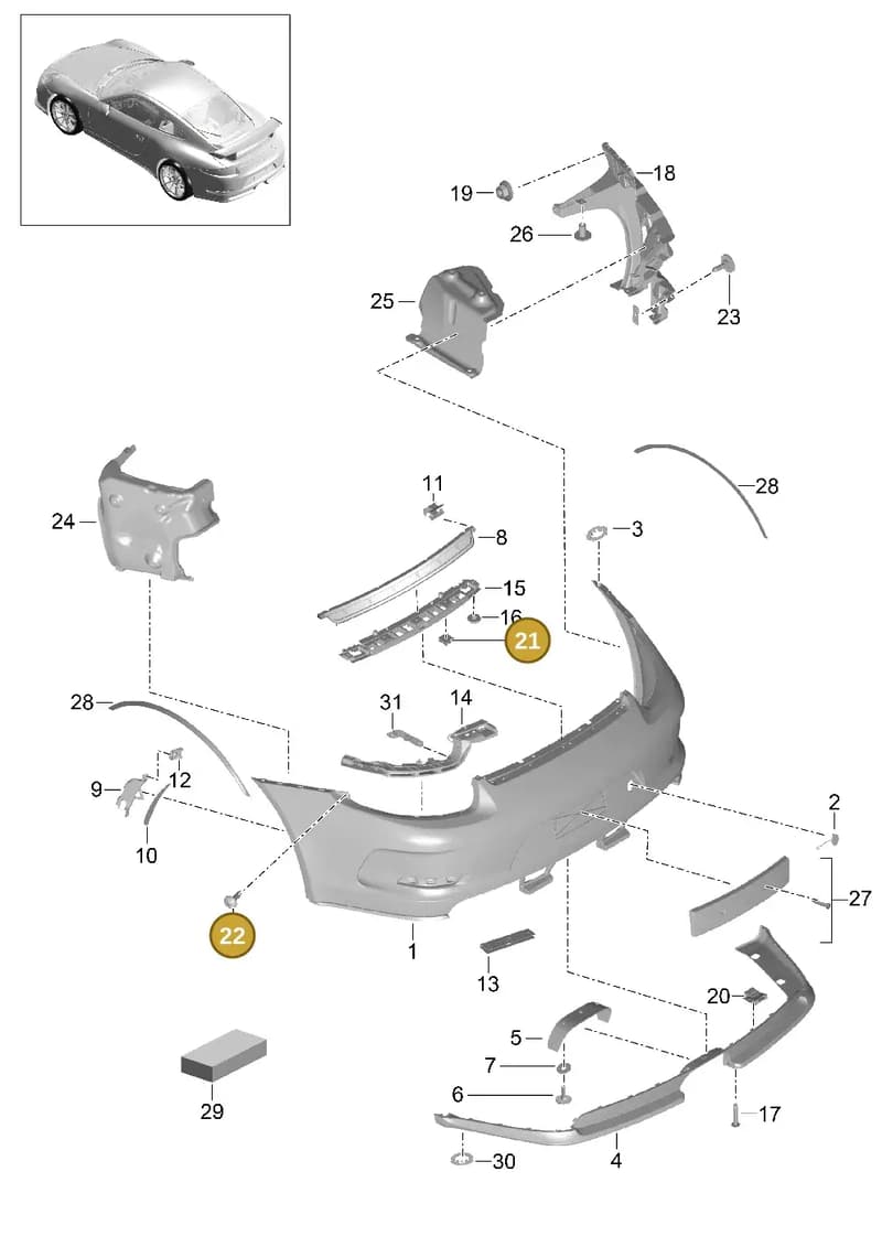 99904903901 — Porsche 911 (2013-2020) diagram p41802010, position 21+22