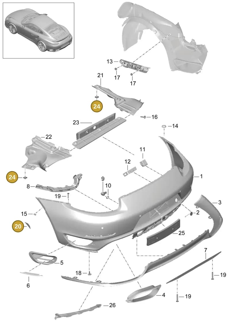 99904903901 — Porsche GT2 RS Clubsport (2013-2020) diagram p42802010, position 20+24