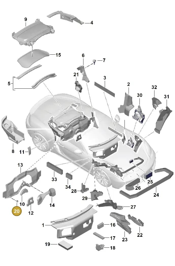 99904903901 — Porsche Boxster (2016-2019) diagram p48807080, position 20
