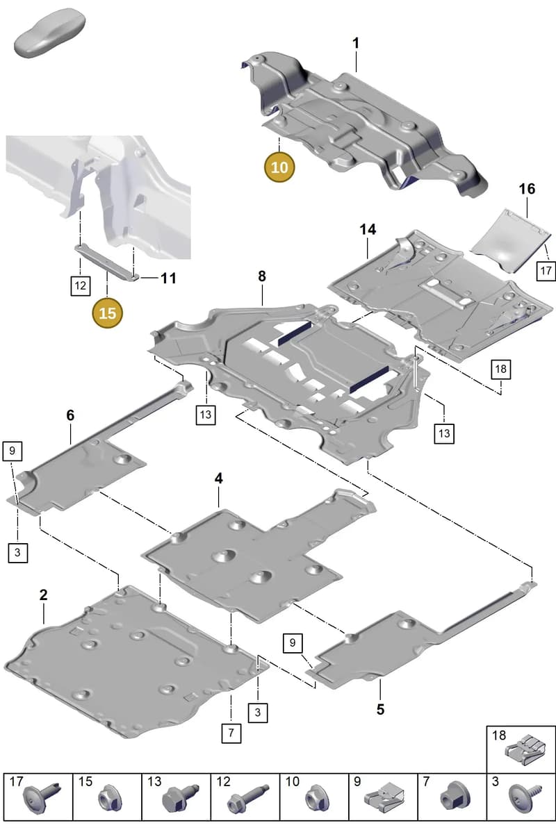 99904903901 — Porsche Boxster Spyder (2019-2020) diagram p55801700, position 10+15
