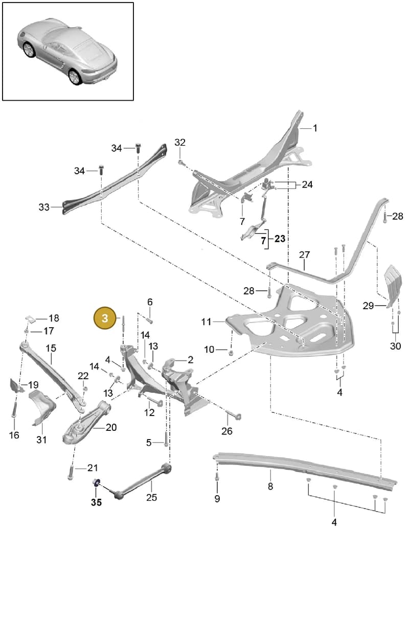 99906112001 — Porsche Cayman (2016-2019) diagram p50501000, position 3