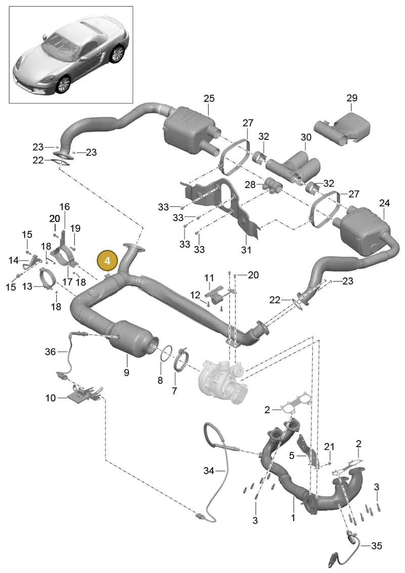 99906140901 — Porsche Boxster (2016-2019) diagram p48202000, position 4