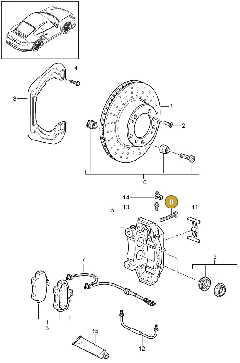 99906704001 — Porsche Turbo (2006-2009) diagram p30603000, position 8