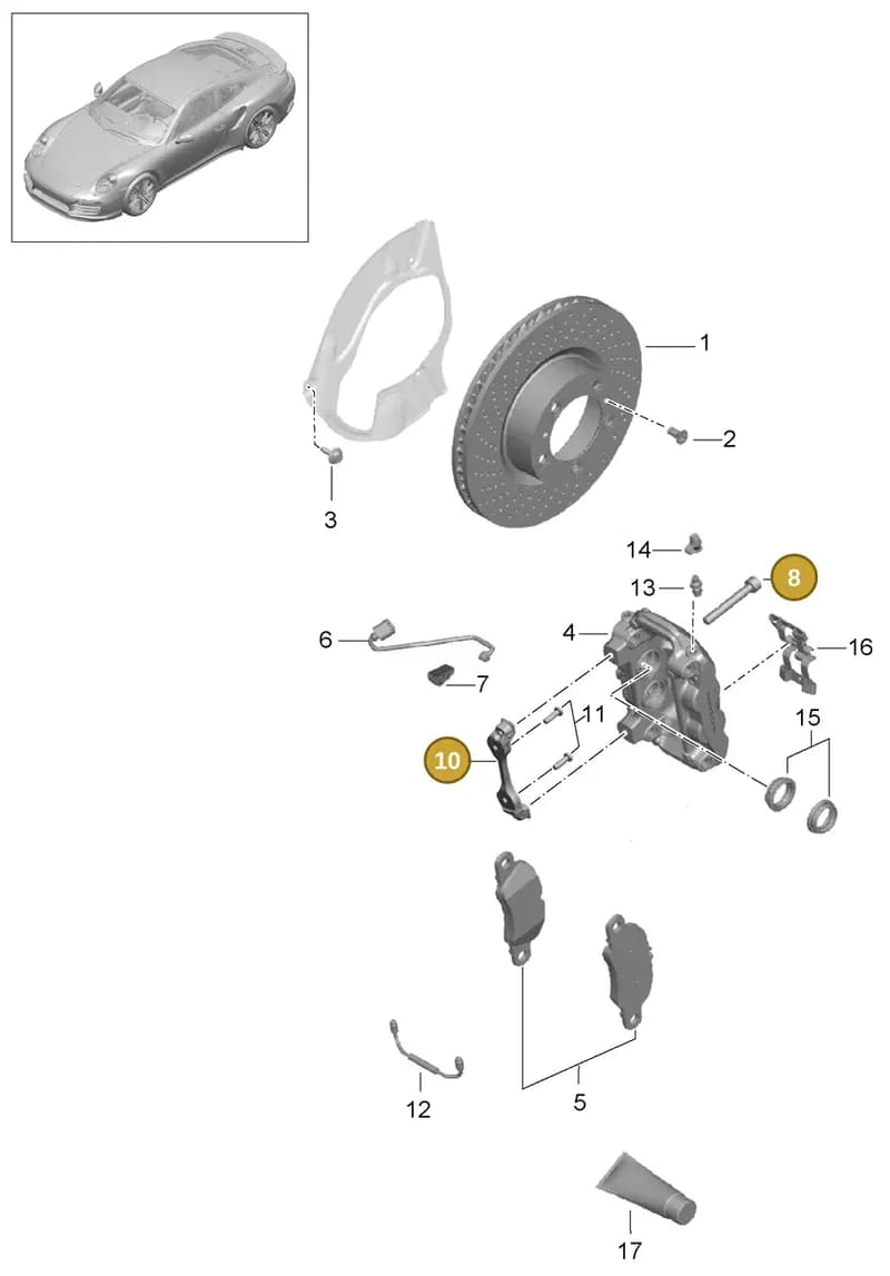 99906704001 — Porsche 911 (2013-2020) diagram p42602000, position 8+10