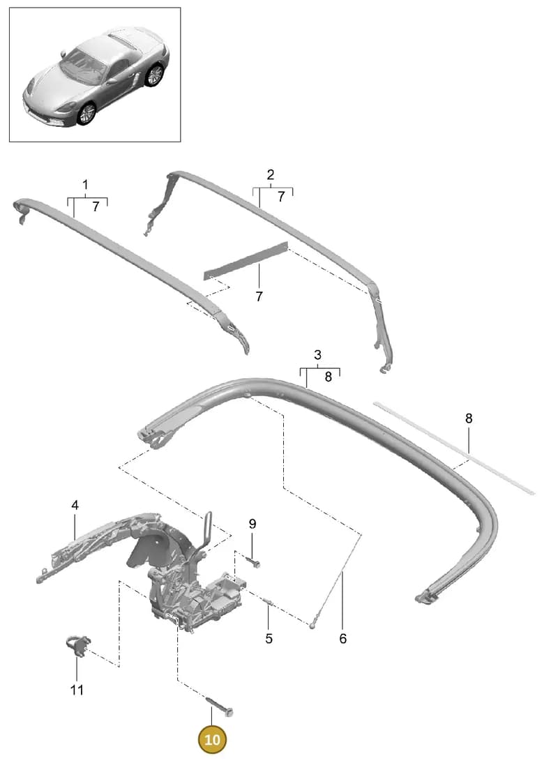 99907206601 — Porsche Boxster (2016-2019) diagram p48811010, position 10