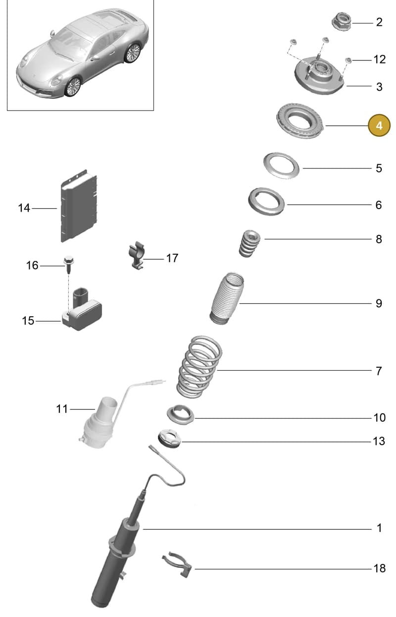 99907283601 — Porsche 911 (2016-2019) diagram p47402000, position 4