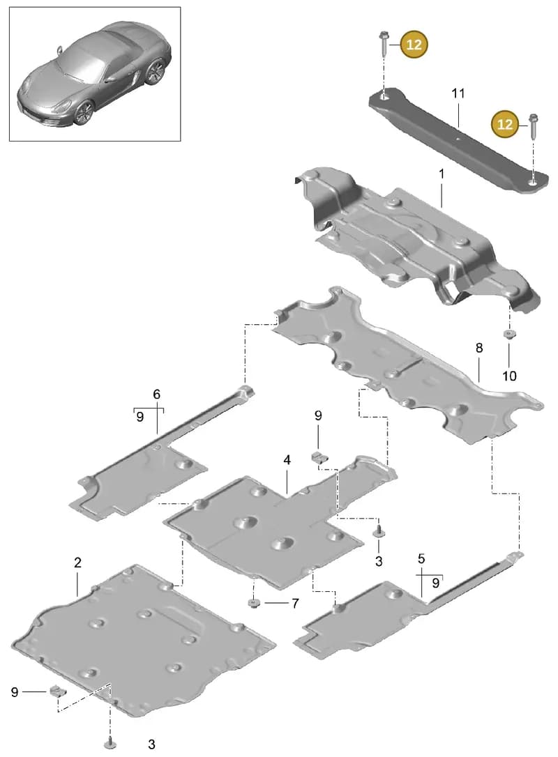 99907283701 — Porsche Boxster (2012-2016) diagram p39801070, position 12