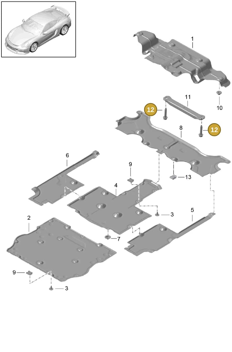 99907283701 — Porsche Cayman GT4 (2015-2016) diagram p45801070, position 12