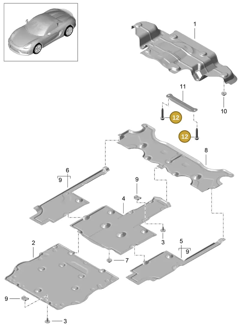99907283701 — Porsche Boxster Spyder (2015-2016) diagram p46801070, position 12