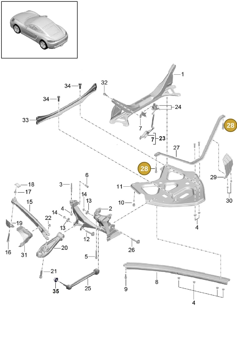 99907283701 — Porsche Cayman (2016-2019) diagram p50501000, position 28