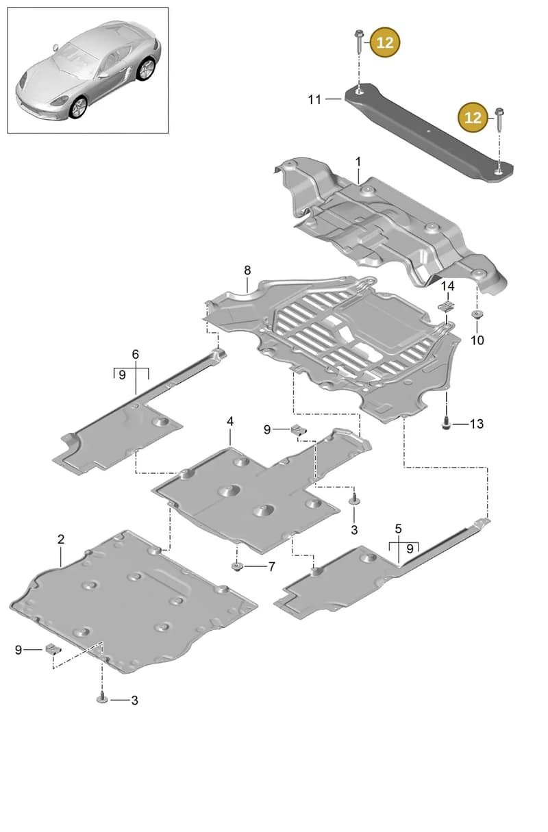 99907283701 — Porsche Cayman (2016-2019) diagram p50801070, position 12