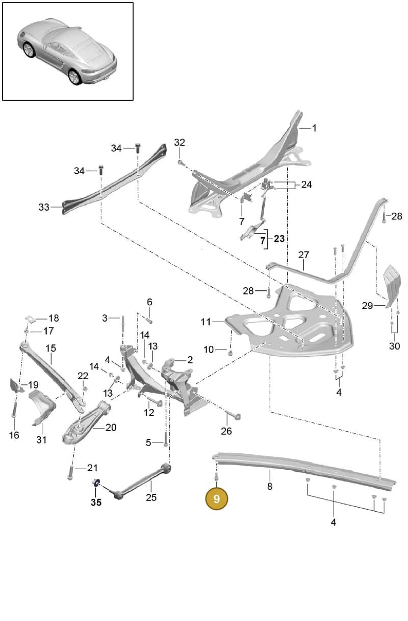 99907284001 — Porsche Cayman (2016-2019) diagram p50501000, position 9