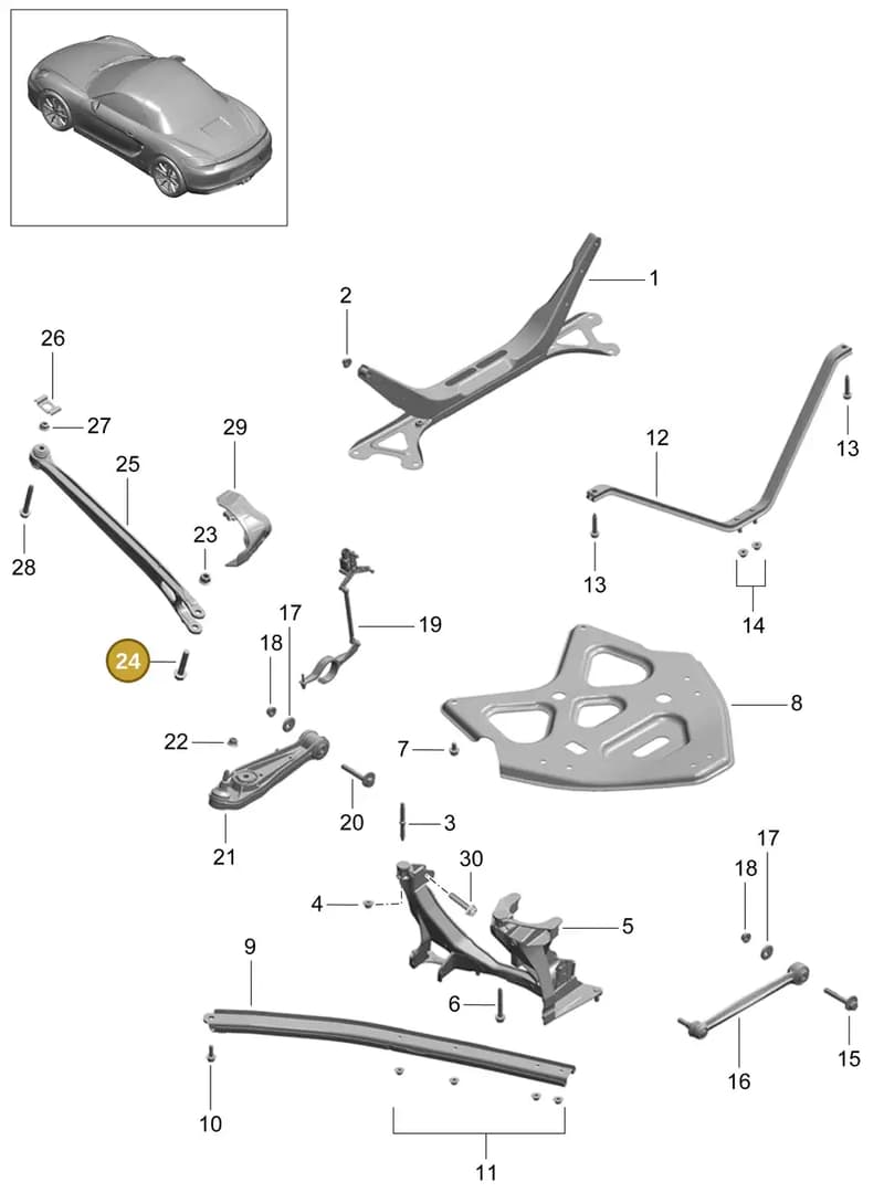 99907289001 — Porsche Boxster (2012-2016) diagram p39501001, position 24
