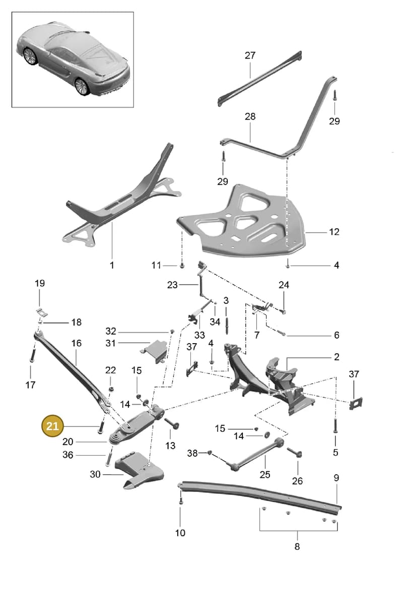 99907289001 — Porsche Cayman GT4 (2015-2016) diagram p45501001, position 21