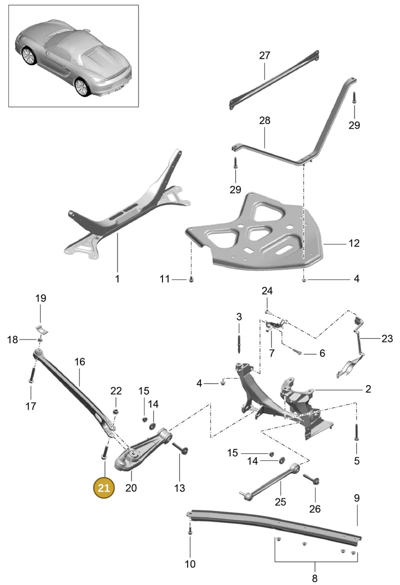 99907289001 — Porsche Boxster Spyder (2015-2016) diagram p46501001, position 21