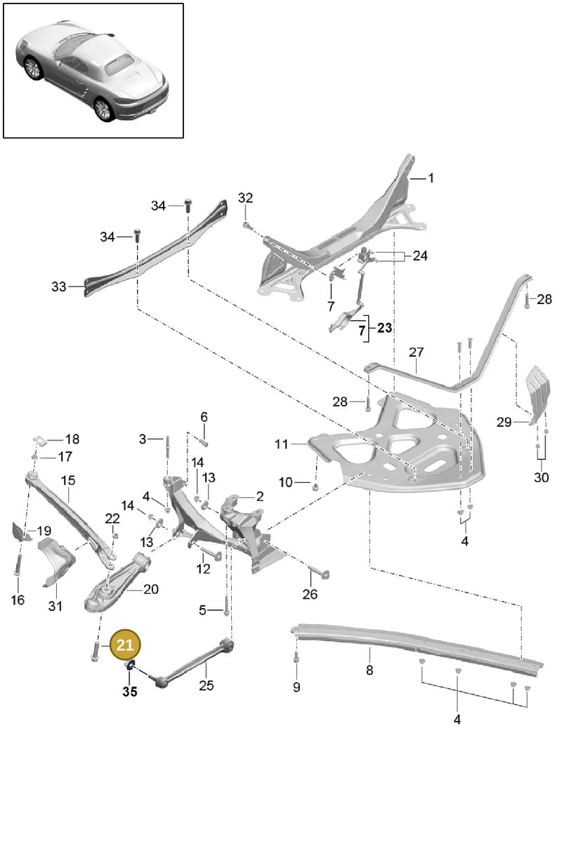 99907289001 — Porsche Boxster (2016-2019) diagram p48501001, position 21