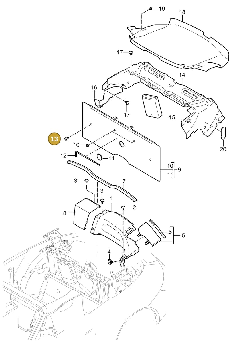 99907306202 — Porsche 911 Carrera (2008-2012) diagram p32807020, position 13