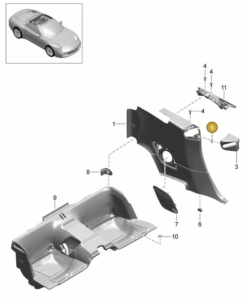 99907306202 — Porsche 991 Carrera 4 (2011-2016) diagram p38807030, position 5