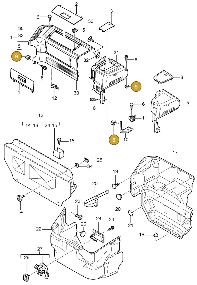 99907309501 — Porsche Cayman S (2005-2008) diagram p28807000, position 9