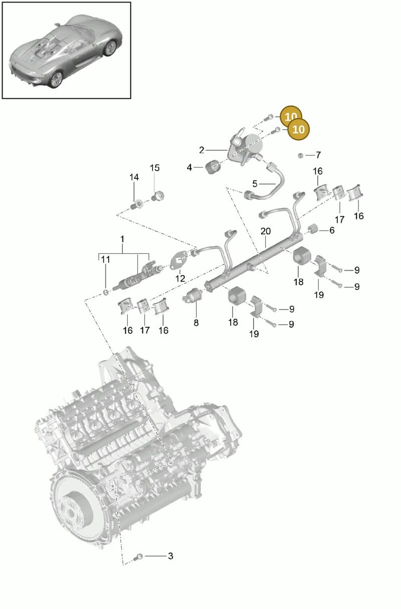 99907310201 — Porsche 918 Spyder (2014-2015) diagram p43107005, position 10
