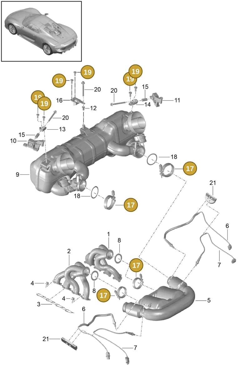 99907310301 — Porsche 918 Spyder (2014-2015) diagram p43202000, position 17+19