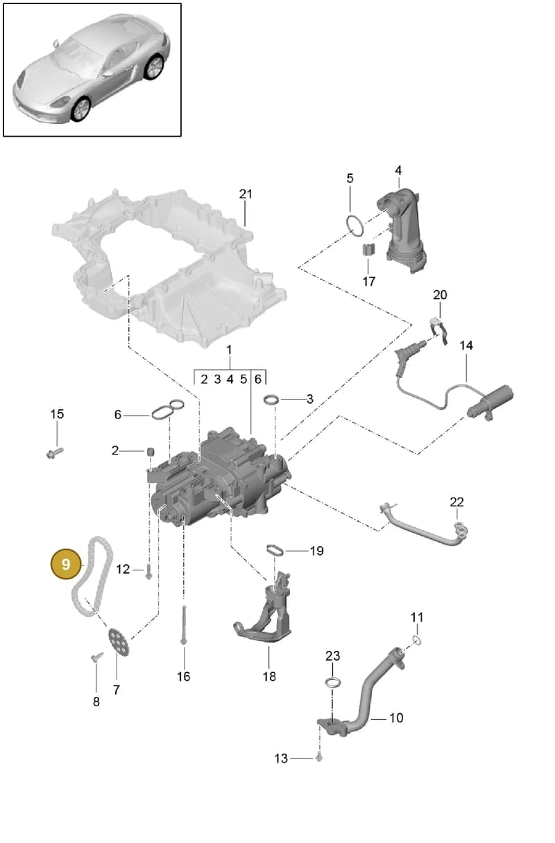 99907310301 — Porsche Cayman (2016-2019) diagram p50104000, position 9